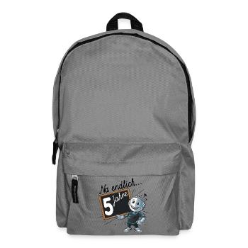 fünfter Geburtstag, 5. Geburtstag kleiner Roboter - Rucksack - Mittelgrau - Vorne