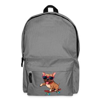 Bulldogge auf einem Brett mit Brille - Rucksack - Mittelgrau - Vorne