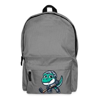 Dino T-Rex dinosaur playing hockey - Backpack - elephant grey - Front