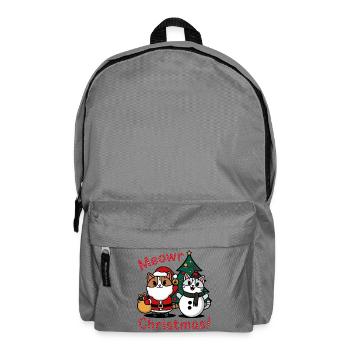 Festive Cat and Snowman Christmas Design - Backpack - elephant grey - Front