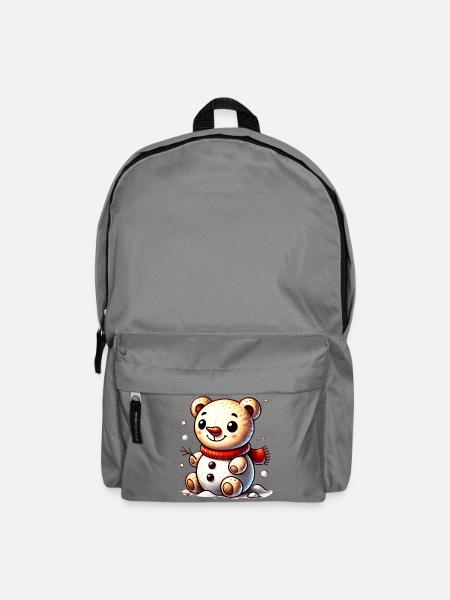Schneemann-Bär mit Schal – Niedliches Wintermotiv - Rucksack - Mittelgrau