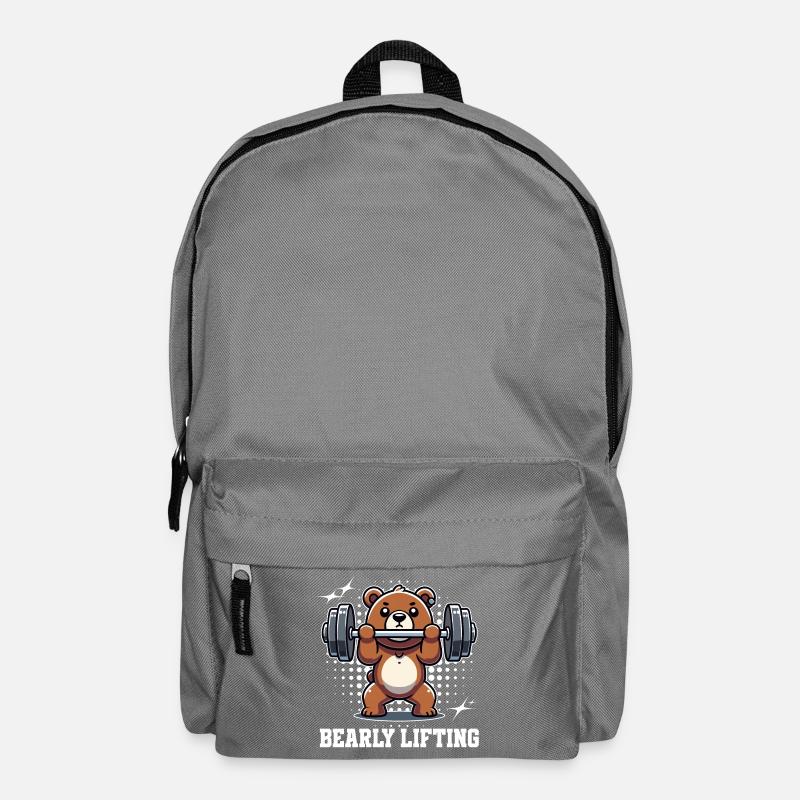 Bearly Lifting – Fun Teddy Workout Design - Backpack - elephant grey