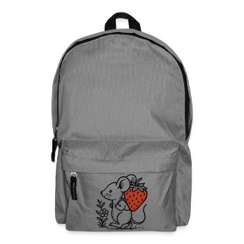Mouse with Strawberry - Cute Nature Art - Backpack - elephant grey - Front