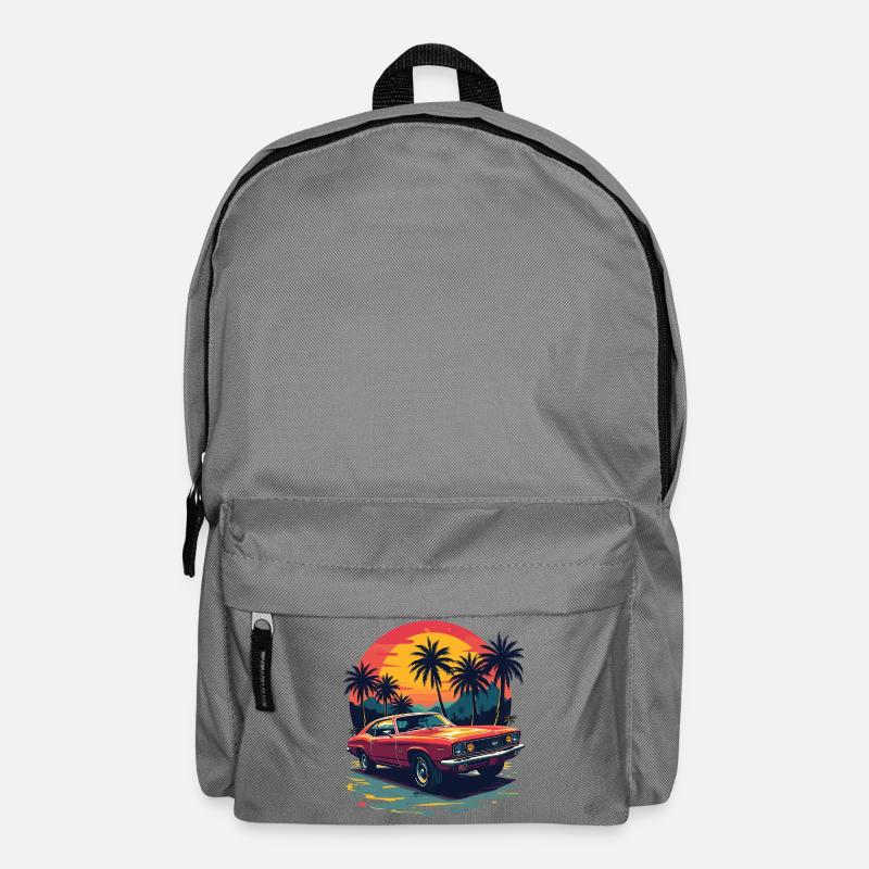 Scène de coucher de soleil de muscle car vintage - Sac à dos - gris éléphant