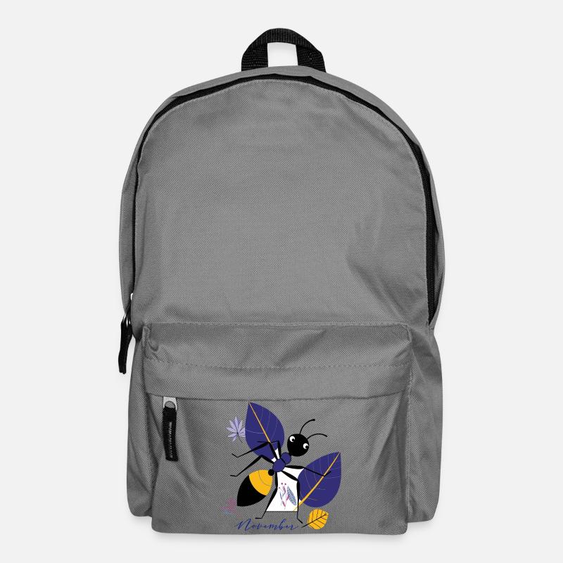 November Vogel mit Blättern im Herbst - Rucksack - Mittelgrau