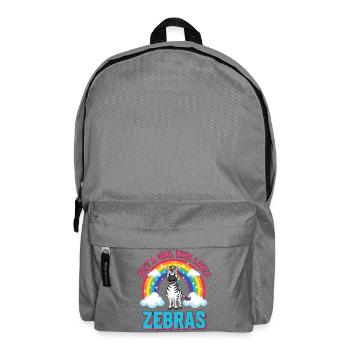 Süßes Zebra Cartoon Regenbogen Mädchen Spruch - Rucksack - Mittelgrau - Vorne