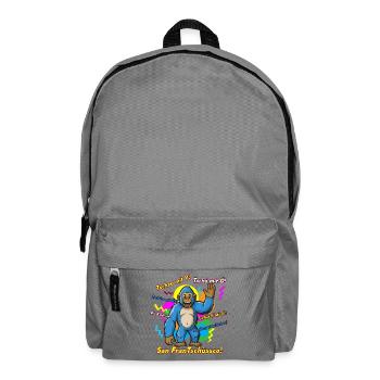 Colorful Bigfoot farewell sayings. Pun - Backpack - elephant grey - Front