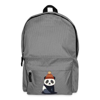 Cute panda with winter hat – winter motif - Backpack - elephant grey - Front