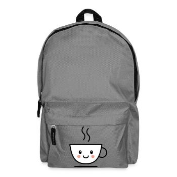 Coffee, tea or cocoa cup with kawaii face - Backpack - elephant grey - Front