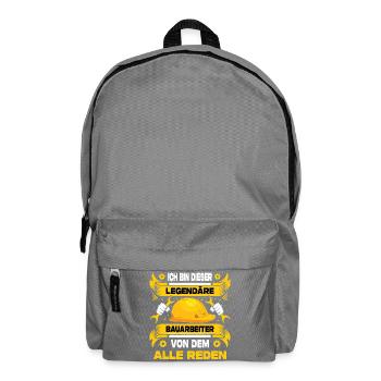 Bauleiter Geschenke Bauarbeiter Strassenbau - Rucksack - Mittelgrau - Vorne