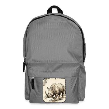 Nashorn Asiatisch Rhinozeros - Rucksack - Mittelgrau - Vorne