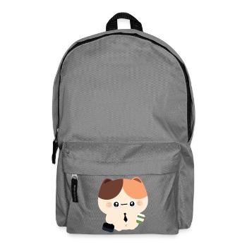 Kawaii Crying Cat with Coffee - Backpack - elephant grey - Front