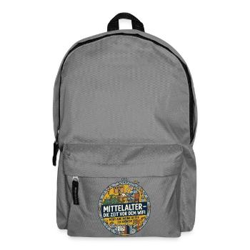 Mittelalter kein WLAN lustiger Spruch - Rucksack - Mittelgrau - Vorne