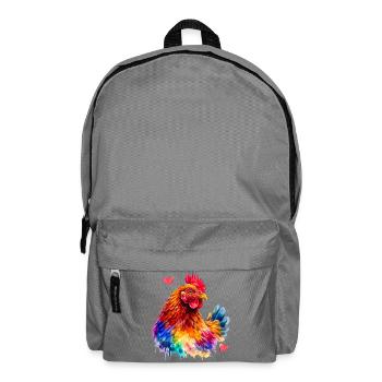 Rainbow Rooster Watercolor - Backpack - elephant grey - Front