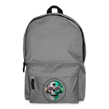 Skull with headphone and sunglasses t-shirt design - Backpack - elephant grey - Front