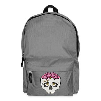 Pinkes Gehirn im Schädel  - Rucksack - Mittelgrau - Vorne