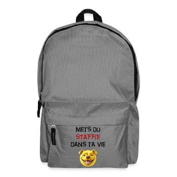 Phrase mets du staffie dans ta vie - 111 - Sac à dos - gris éléphant - Devant