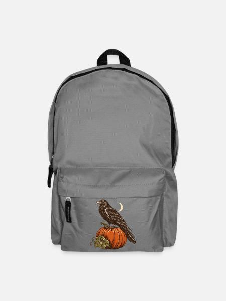 Rabe auf dem Kürbis - Rucksack - Mittelgrau
