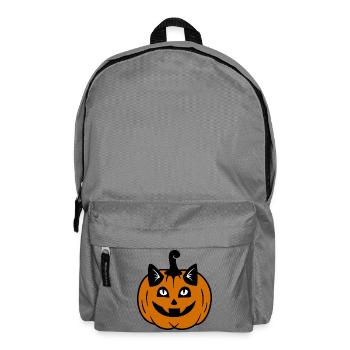 Halloween Katze Kürbiskopf - Rucksack - Mittelgrau - Vorne