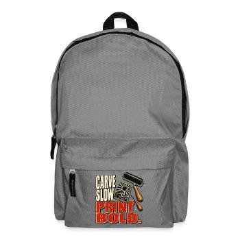 Schneide langsam. Drucke fett. - Rucksack - Mittelgrau - Vorne