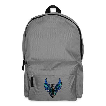Cyber Phönix Gaming Logo Tech Adler Wappen - Rucksack - Mittelgrau - Vorne