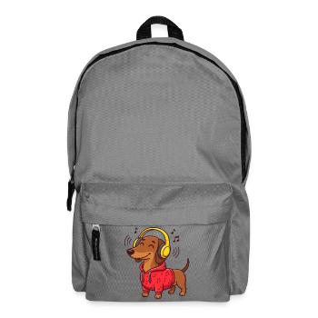 Dackel Musik Kopfhörer Hund Sound T-Shirt - Rucksack - Mittelgrau - Vorne