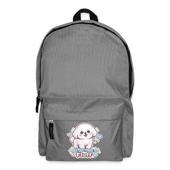 All You Need Is Fluff - Cute Bichon Dog Design - Backpack - elephant grey - Front