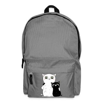 weiße Katze schwarzer Kater - Rucksack - Mittelgrau - Vorne