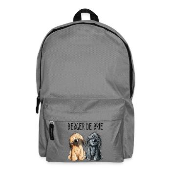 Zwei Berger de Brie - Briard - Comic - Geschenk - Rucksack - Mittelgrau - Vorne
