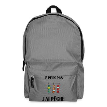 JE PEUX PAS. J'AI PÊCHE. PECHEUR. HUMOUR. RETRAITE - Sac à dos - gris éléphant - Devant