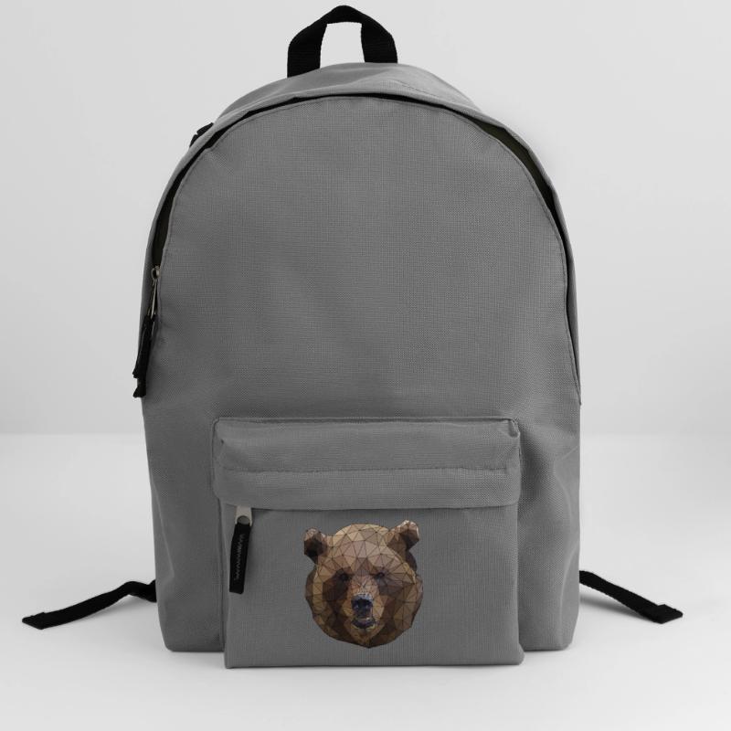 Polygonal Brown Bear Triangular Low Poly Art Backpack