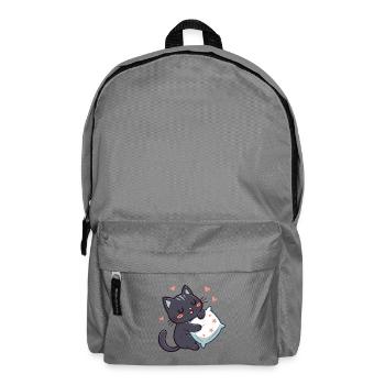Chat noir câlin étoilé avec oreiller - Sac à dos - gris éléphant - Devant