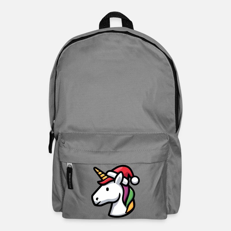 Einhorn mit Weihnachtsmütze Regenbogen Mähne - Rucksack - Mittelgrau