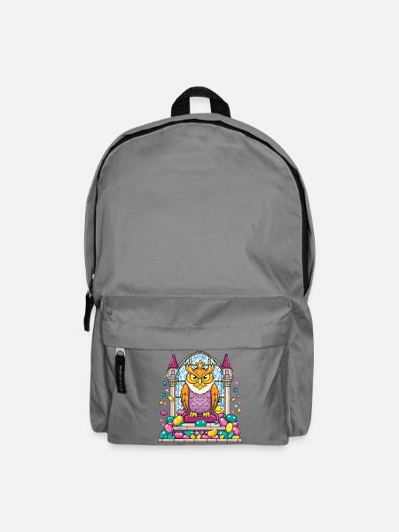 Kronen Eule Thron vor Glasfenster - Rucksack - Mittelgrau