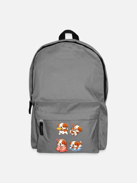 Chiots Cartoon Adorables et Tendres - Sac à dos - gris éléphant