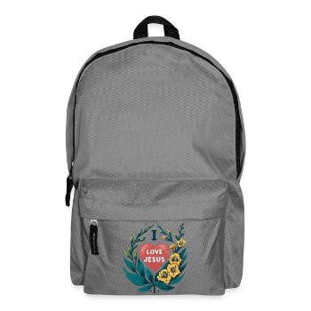 Liebe Jesus Herz Blumenkranz - Rucksack - Mittelgrau - Vorne