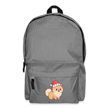 Pomeranian Dog Festive Weihnachtshut - Rucksack - Mittelgrau - Vorne