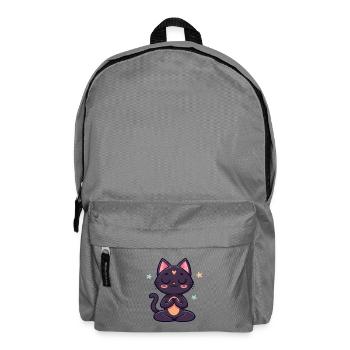 Schwarze Zen-Katze in Meditation - Rucksack - Mittelgrau - Vorne
