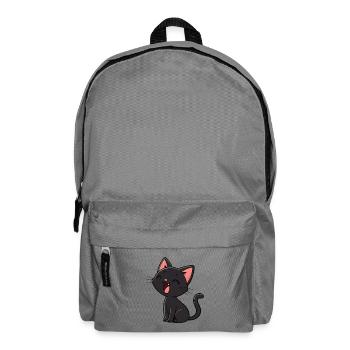 Minimal Laughing Black Kitten - Backpack - elephant grey - Front