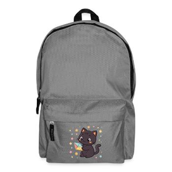 Black Cat and Origami Envelope - Backpack - elephant grey - Front