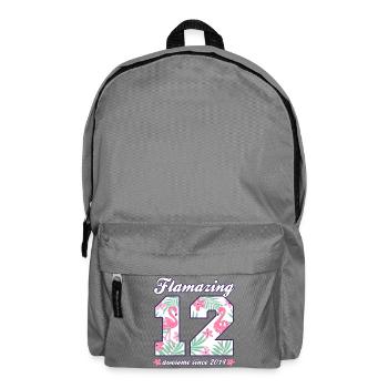 12th Birthday 2026 Flamingos Girl Gift Idea - Backpack - elephant grey - Front
