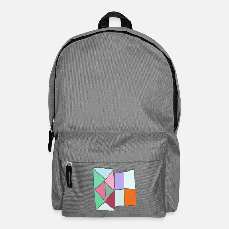 Geometrisches Quiltblock-Mosaik - Rucksack - Mittelgrau