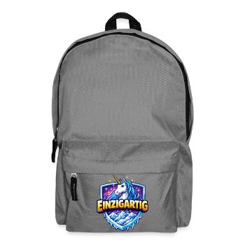 Einhorn Shield: Einzigartiges Motiv - Rucksack - Mittelgrau - Vorne