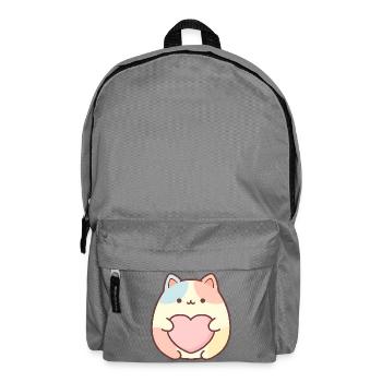 Motif de cœur de chat Kawaii Design de chat mignon - Sac à dos - gris éléphant - Devant