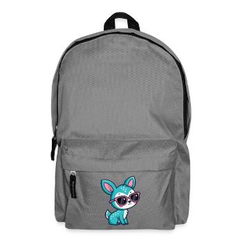 Kawaii Turquoise Doe in Pink Glasses - Backpack - elephant grey - Front
