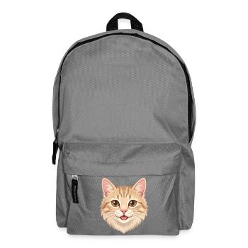 Cute Happy Cartoon Ginger Cat Face - Backpack - elephant grey - Front