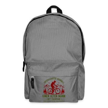 Unterschätze niemals alten Mann am Fahrrad - Rucksack - Mittelgrau - Vorne