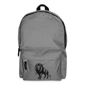 Mit schwarzer Tinte bespritzter Löwe - Rucksack - Mittelgrau - Vorne