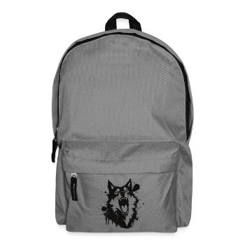 Loup hurlant en éclaboussures noir - Sac à dos - gris éléphant - Devant