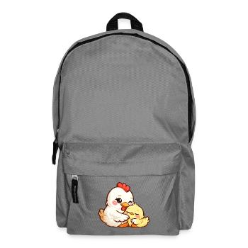 Mother hen cuddles with her little chick - Backpack - elephant grey - Front